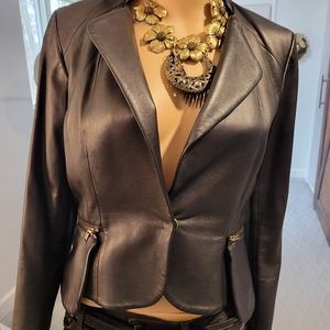 Cynthia Steffe Leather peplum blazer 6